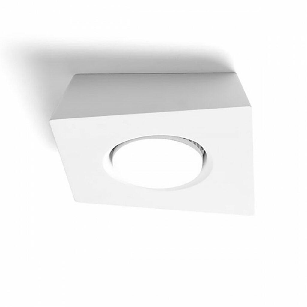 Plafoniera quadrata cubo gesso bianco pitturabile sforzin mylasa