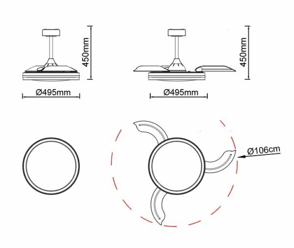 Plafoniera con ventilatore Rafaga - immagine 3